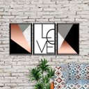 Ver imagem 2 de Kit 3 Quadros Decorativos Rose Gold "Love" 43x33x1cm