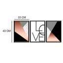 Ver imagem 6 de Kit 3 Quadros Decorativos Rose Gold "Love" 43x33x1cm