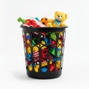 Ver imagem 2 de Cesto Roupas Suja Grande Telado Redondo Organizador Multiuso Roupeiro 30 Litros Tampa Lavanderia Ban