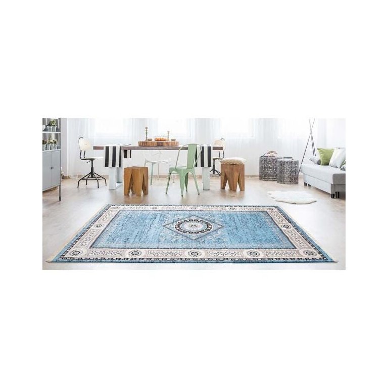 Tapete para Sala Belga Bruxelas 9 Azul 1,40x2,00M - Edantex