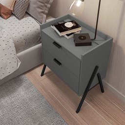 Mesa de Cabeceira Retrô com 2 Gavetas Asher 45cm - 5
