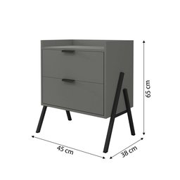 Mesa de Cabeceira Retrô com 2 Gavetas Asher 45cm - 4