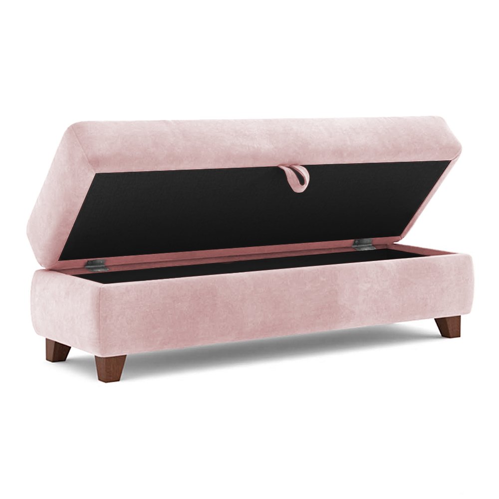 Recamier Calçadeira Bella 120cm Suede Rosa Bebe - Clique Decorações