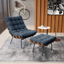 Ver imagem 2 de Puff Costela Suede Azul Marinho Base Metal D’Rossi