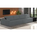 Ver imagem 2 de Sofá Ilha Modular para Sala 432cm com Puff Dublin K01 Bouclê Cinza e Sintético Preto - Lyam Decor