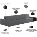 Ver imagem 4 de Sofá Ilha Modular para Sala 432cm com Puff Dublin K01 Bouclê Cinza e Sintético Preto - Lyam Decor