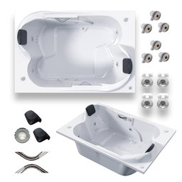 Banheira de Hidro Dupla Premium 10 Jatos 220v GelCoat Motor Silencioso e  Cromoled - 1