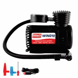 Compressor de Ar Mini Elétrico Portátil Preto 12v Wind10 - 1