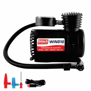 Compressor de Ar Mini Elétrico Portátil Preto 12v Wind10