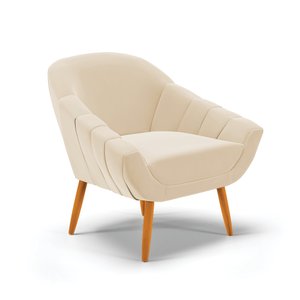 Poltrona Decorativa Pé Palito Castanho Giovana Suede Bege D01- D'rossi
