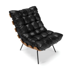 Poltrona Costela Couríssimo Preto Base de Metal- D'Rossi