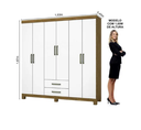 Ver imagem 2 de Guarda Roupa Solteiro 6 Portas 2 Gavetas com Pés 153cm Áries Cinamomo/Off White - Carioca Móveis