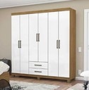 Ver imagem 1 de Guarda Roupa Solteiro 6 Portas 2 Gavetas com Pés 153cm Áries Cinamomo/Off White - Carioca Móveis
