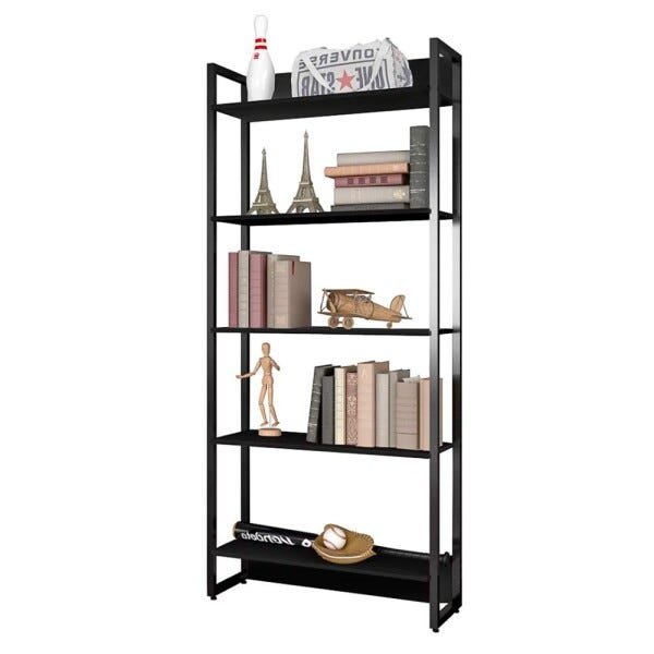 Estante Porto 80cm Com 5 Prateleiras Preto D'Rossi - 2