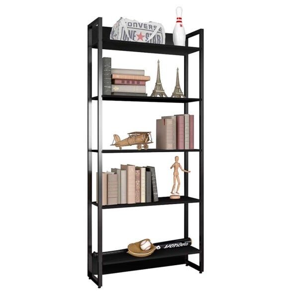 Estante Porto 80cm Com 5 Prateleiras Preto D'Rossi - 1