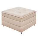 Ver imagem 5 de Puff Organizador Dobrável Bege que Vira Colchão Cama Solteiro para Descanso