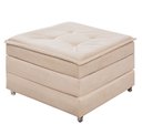 Ver imagem 5 de Puff Organizador Dobrável Bege que Vira Colchão Cama Solteiro para Descanso