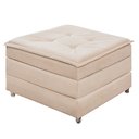 Ver imagem 4 de Puff Organizador Dobrável Bege que Vira Colchão Cama Solteiro para Descanso