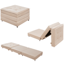 Ver imagem 1 de Puff Organizador Dobrável Bege que Vira Colchão Cama Solteiro para Descanso