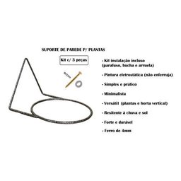 Kit 3 Suportes 9cm Anel Redondo Pendurar Vaso Planta Parede - 3