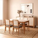 Ver imagem 2 de Conjunto Sala de Jantar Baobá com 4 Cadeiras Marcela 1,30x0,80 Tampo em MDF e Vidro Off White -