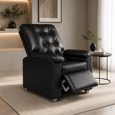 Poltrona do Papai Reclinável Mesquita em Corino Conforto Premium para Sala e Quarto:Preto