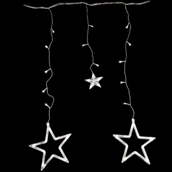Cascata Estrela 138 Leds Chaveado 127V Branco Frio - 2