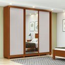 Ver imagem 4 de Guarda Roupa Casal Forma 230 3 Portas Frassino Off White com Espelho e Pés – Lopas