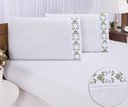 Ver imagem 3 de Jogo lençol Queen casal bordado 3 peças branco Verde veneza