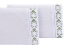Ver imagem 1 de Jogo lençol Queen casal bordado 3 peças branco Verde veneza