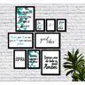 Kit 9 Quadros Decorativos Geométricos Azul Turquesa Frases - 1