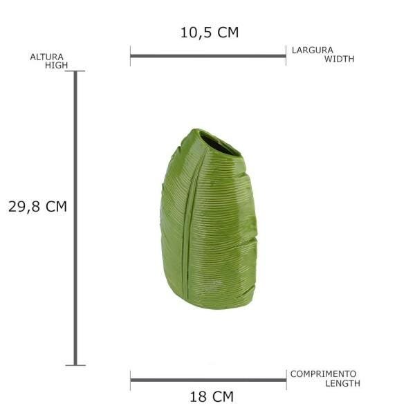 Vaso Folha De Banana Verde Carisma Medio - Ceramica - 3