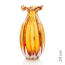 Vaso Trouxinha Em Cristal Murano Âmbar São Marcos - 2