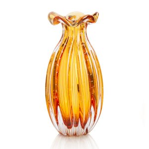Vaso Trouxinha Em Cristal Murano Âmbar São Marcos