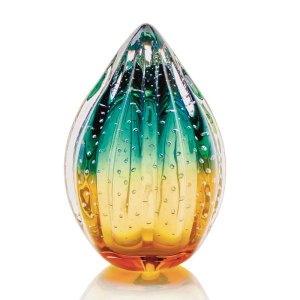 Vaso Pinha Em Cristal Murano Verde E Âmbar São Marcos