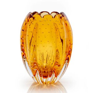 Vaso Em Cristal Murano Âmbar São Marcos