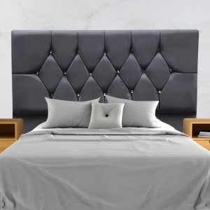 Cabeceira para Cama Casal 140 Cm Júlia com Frame Suede:cinza Escuro