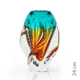Vaso Em Cristal Murano Esmeralda E Âmbar São Marcos - 2