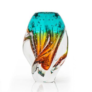 Vaso Em Cristal Murano Esmeralda E Âmbar São Marcos