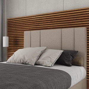 Cabeceira Estofada Casal King Size 195 Cm Venus Linho Bege Skybox