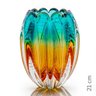 Vaso Em Cristal Murano Esmeralda E Âmbar São Marcos - 2