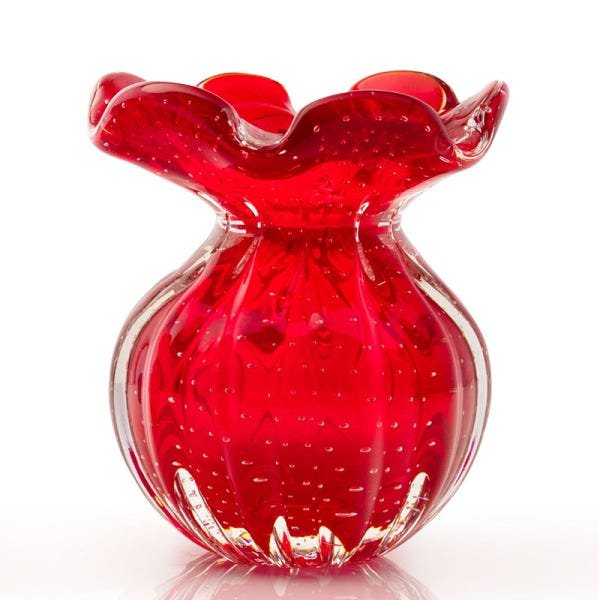 Vaso Trouxinha Em Cristal Murano Vermelho São Marcos - 1