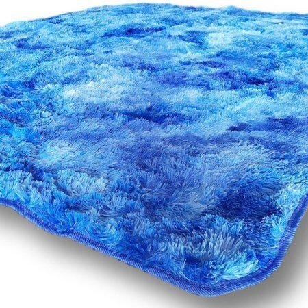 Tapete de Sala Felpudo Peludo Antiderrapante 2,00M x 2,40M - Azul Mesclado - 1