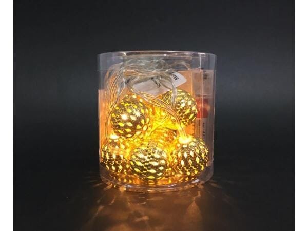 Cordão Luz LED Natal 10 Bolas Metal Dourado Warm 2,3M-Magizi - 3