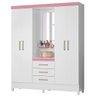 Guarda Roupa Casal 4 Portas Branco Rosa Flex 43220 - 1