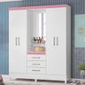 Guarda Roupa Casal 4 Portas Branco Rosa Flex 43220 - 5
