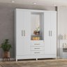 Guarda Roupa Casal 4 Portas Branco Rosa Flex 43220 - 4