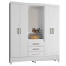 Guarda Roupa Casal 4 Portas Branco Rosa Flex 43220 - 6