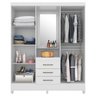 Guarda Roupa Casal 4 Portas Branco Rosa Flex 43220 - 2
