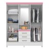 Guarda Roupa Casal 4 Portas Branco Rosa Flex 43220 - 3